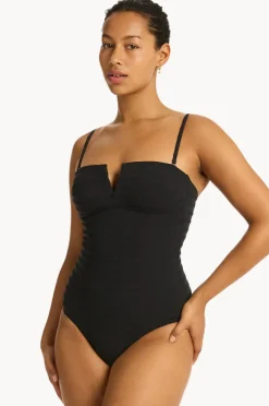 One Pieces|Sea Level Palisades Vee Bandeau One Piece Black