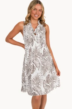 Dresses|Bodacious Palm Lombok Pleat Dress WHITE