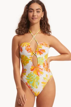 One Pieces|Seafolly Palm Springs Bandeau One Piece Palm Springs Limelight