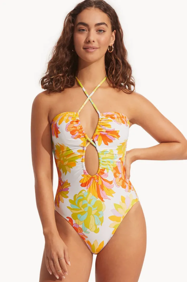 One Pieces|Seafolly Palm Springs Bandeau One Piece Palm Springs Limelight