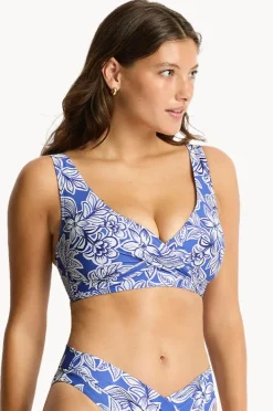 Bikini Tops|Sea Level Palmera Cross Front Bra Blue