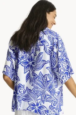 Tops|Sea Level Palmera Resort Bowling Shirt Blue
