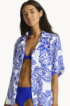 Tops|Sea Level Palmera Resort Bowling Shirt Blue