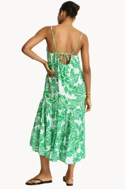 Dresses|Sea Level Palmera Resort Tiered Midi Sundress Green