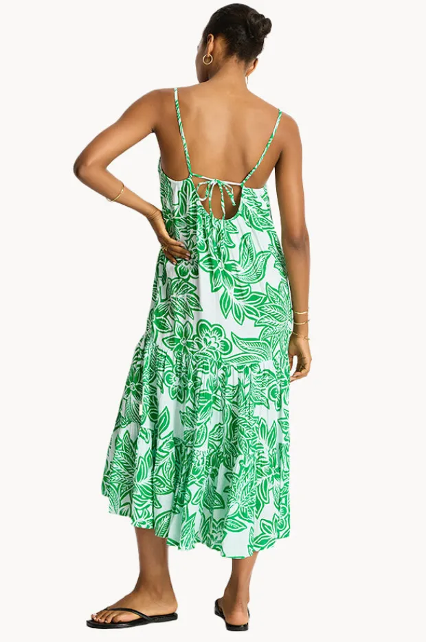 Dresses|Sea Level Palmera Resort Tiered Midi Sundress Green