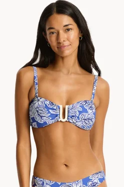 Bikini Tops|Sea Level Palmera U Bar Bandeau Blue