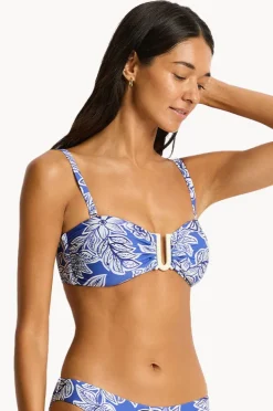 Bikini Tops|Sea Level Palmera U Bar Bandeau Blue