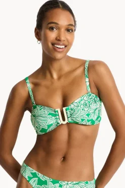 Bikini Tops|Sea Level Palmera U Bar Bandeau Green