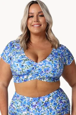 Bikini Tops|Capriosca Pansy Frill Wrap Bra White/purple