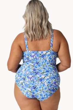 One Pieces|Capriosca Pansy Long Frill V Neck One Piece White/Purple