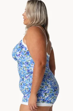 One Pieces|Capriosca Pansy Tie Front Boyleg One Piece White/purple