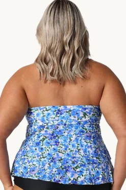 Tankini Tops|Capriosca Pansy Tiered Bandeau Tankini Separate White/Purple