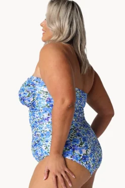 One Pieces|Capriosca Pansy Twist Front Bandeau One Piece White/purple