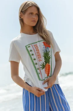 Tops|Betty Basics Paradise Beach Ellia Crew Tee WHITE