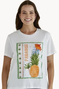 Tops|Betty Basics Paradise Beach Ellia Crew Tee WHITE