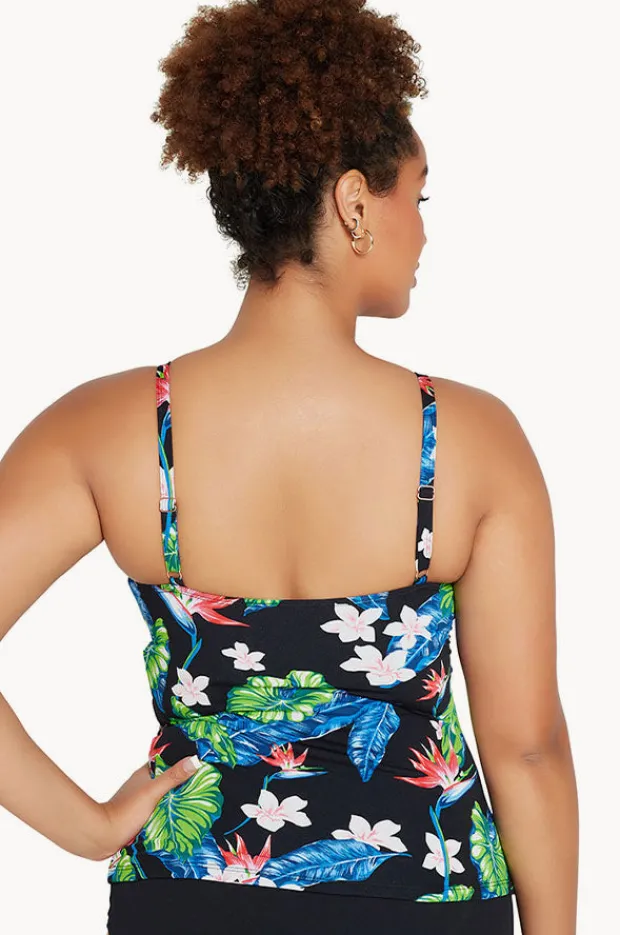 Tankini Tops|Genevieve Paradise Cross Over Tankini Separate Black/multi
