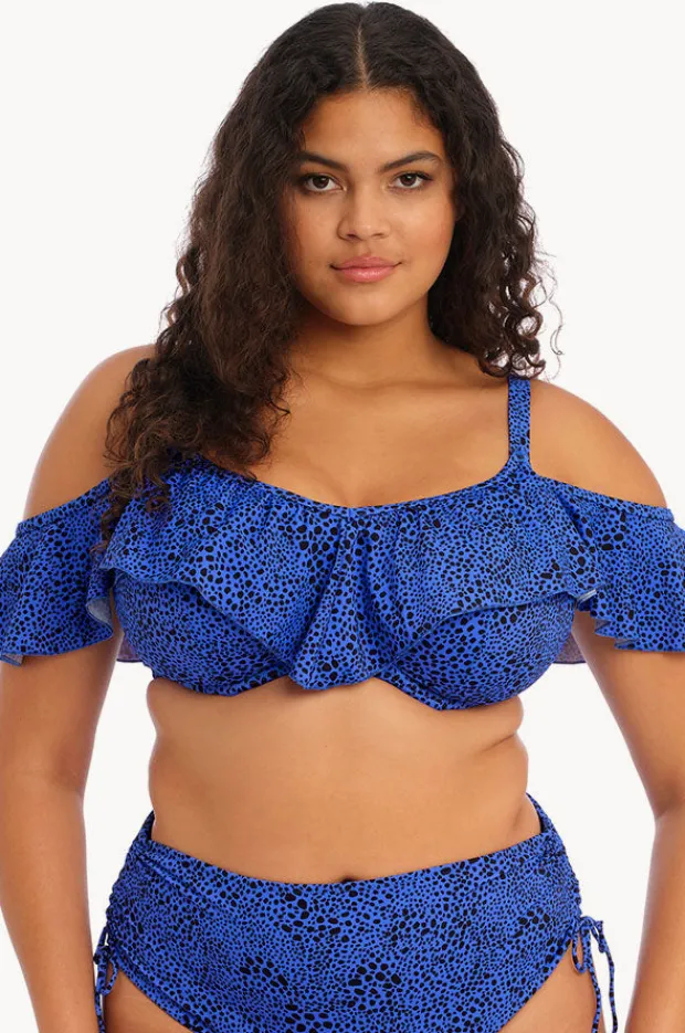 Bikini Tops|Elomi Swimwear Pebble Cove G Cup Underwire Frill Bra Blue