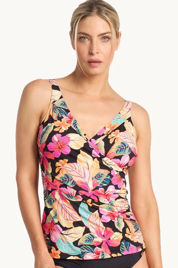 Tankini Tops|Jantzen Phuket Gathered Surplice Tankini Separate Black