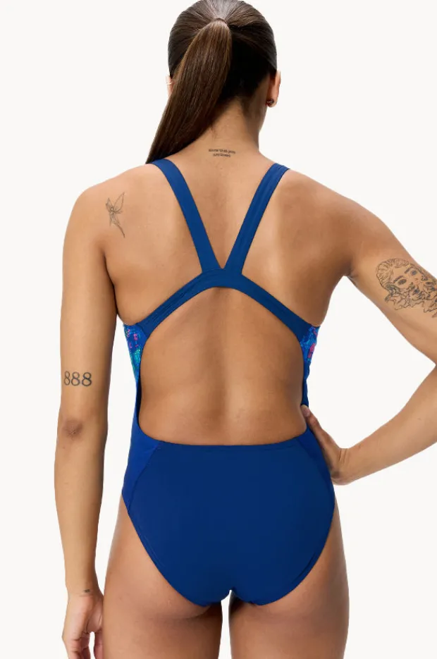 One Pieces|Speedo Placement Printed Leaderback One Piece NAVY/BLUE