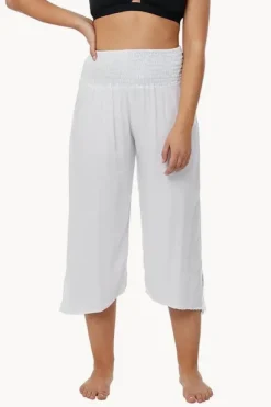 Pants|Go Girl Plain 3/4 Rouched Tie Pants White