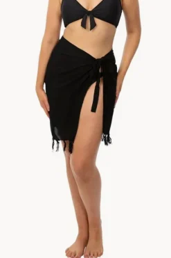 Sarongs|Sundrenched Plain Short Tie Sarong BLACK