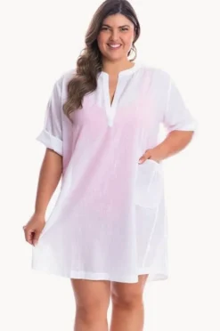 Overswim|Capriosca Plain Cotton Overshirt White