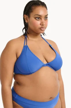 Bikini Tops|Raq Apparel Plain FF/G Cup Underwire Halter Cobalt