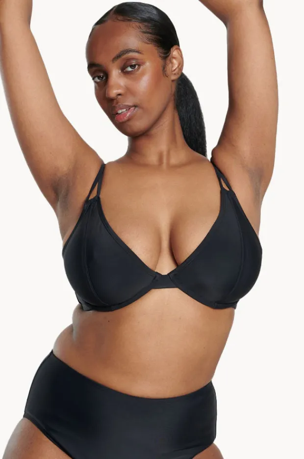 Bikini Tops|Raq Apparel Plain FF/G Cup Underwire Halter Black