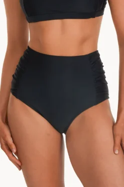 Bottoms|Base Swim Plain Gathered High Waist Pant BLACK