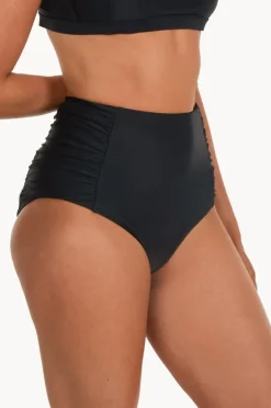 Bottoms|Base Swim Plain Gathered High Waist Pant BLACK