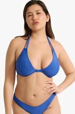 Bikini Tops|Raq Apparel Plain GG/H Cup Underwire Halter Cobalt