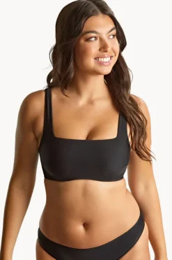 Bikini Tops|Panache Plain Gina G Cup Square Neck Crop Black