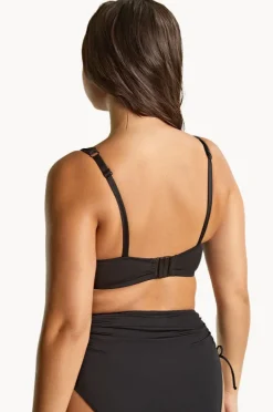 Bikini Tops|Panache Plain Gina G Cup Square Neck Crop Black