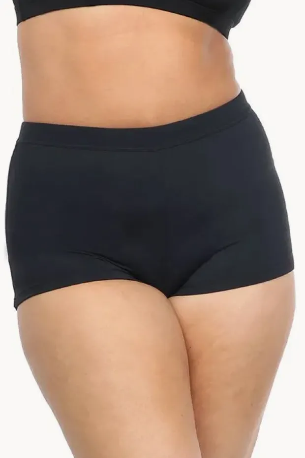 Bottoms|Base Swim Plain High Waisted Boyleg Black