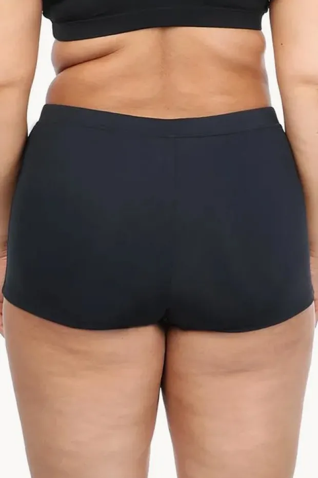 Bottoms|Base Swim Plain High Waisted Boyleg Black