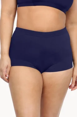 Bottoms|Base Swim Plain High Waisted Boyleg Navy