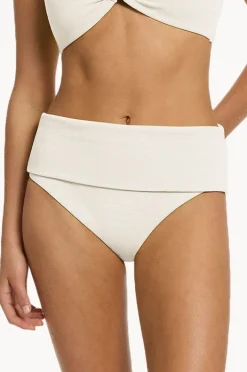 Bottoms|Jets Plain Isla Rib Fold Down Pant Cream