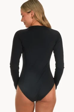 Rashies & Sunsuits|Base Swim Plain Long Sleeve Sunsuit BLACK
