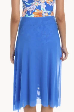 Sarongs|Togs Swimwear Plain Mesh Frill Skirt Cornflower
