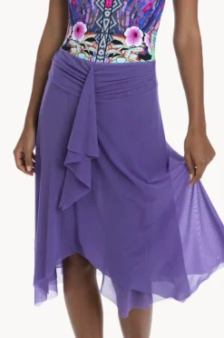 Sarongs|Togs Swimwear Plain Mesh Frill Skirt Purple