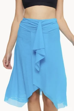 Sarongs|Togs Swimwear Plain Mesh Frill Skirt Aqua