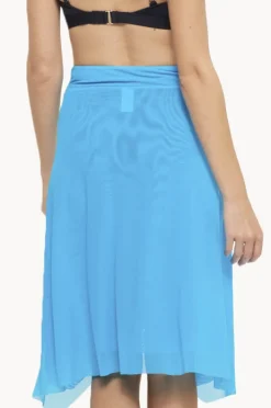 Sarongs|Togs Swimwear Plain Mesh Frill Skirt Aqua