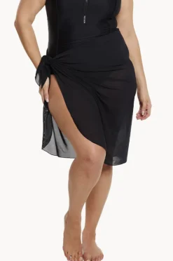 Sarongs|Capriosca Plain Mesh Long Sarong Black