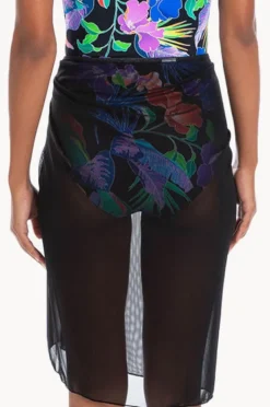 Sarongs|Togs Swimwear Plain Mesh Sarong Black