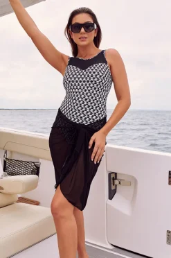 Sarongs|Togs Swimwear Plain Mesh Sarong Black