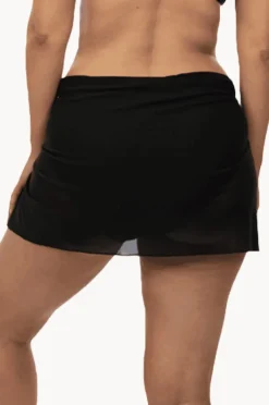 Sarongs|Capriosca Plain Mesh Short Sarong Black