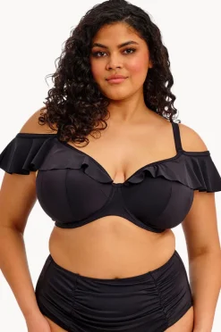 Bikini Tops|Elomi Swimwear Plain Sailing Gg Cup Ruffle Plunge Bra BLACK