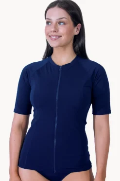Rashies & Sunsuits|Base Swim Plain Short Sleeve Suntop Navy