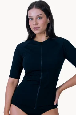Rashies & Sunsuits|Base Swim Plain Short Sleeve Suntop Black