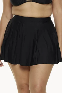 Bottoms|Capriosca Plain Skater Skirt BLACK